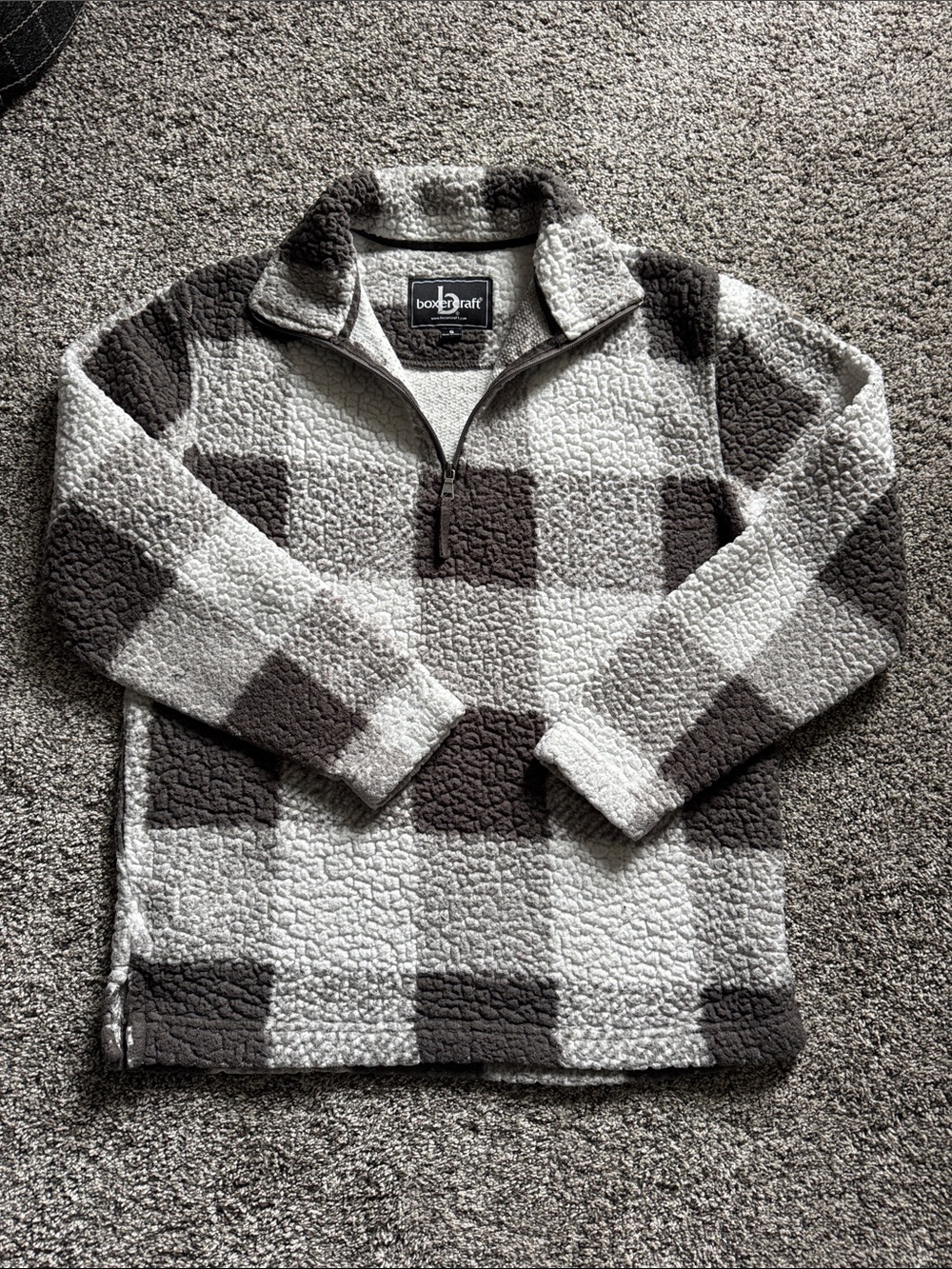 Boxercraft Gray & White Sherpa Quarter-Zip Pullover